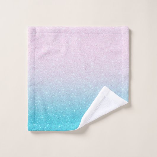 Roze en Turquoise Glitter Ombre Bad Handdoek (Wasdoekje)