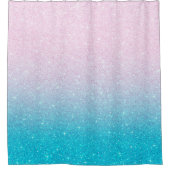 Roze en Turquoise Glitter Ombre Douchegordijn (Voorkant)