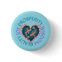 Roze en turquoise Koi-ronde knop