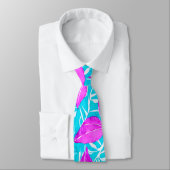 Roze en Turquoise Leafy Pattern Stropdas (Gebonden)