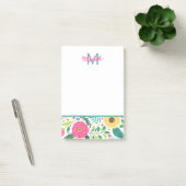 Roze en turquoise lente bloemmonogram post-it® notes (Kantoor)