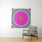 Roze en Turquoise Mystical Mandala Wall Tapestry Wandkleed (In Situ (horizontaal))