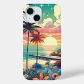 Roze en Turquoise Paradijs | Strandkunst Case-Mate iPhone Case (Achterkant)