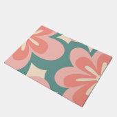 Roze en turquoise retro stijl bloemen deurmat (Schuin)