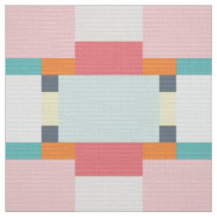 roze en turquoise vierkant patroon stof