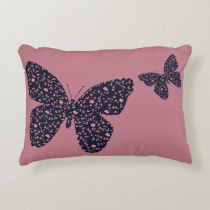 Roze en Violet Floral Butterfly Accent Kussen