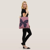 Roze en Violet Floral Butterfly Draagtas (Op model)