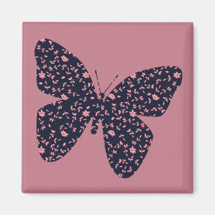 Roze en Violet Floral Butterfly Magneet