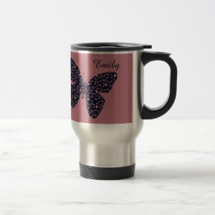 Roze en Violet Floral Butterfly, speciaal geperson Reisbeker