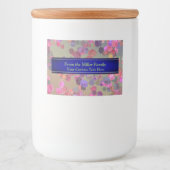 Roze en Violet Rozen in een willekeurig patroon Voedselcontainer Etiket (Voorkant)