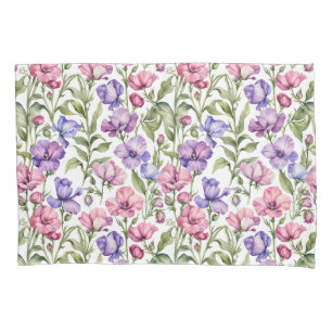 Roze en Violet zoete erwten Kussensloop