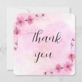Roze en vrouwelijke dankkaart voor huwelijken bedankkaart