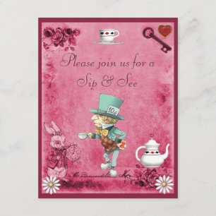 Roze en warme zolder & zie Baby shower Kaart