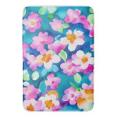 Roze en  Waterverf bloemen Badmat (Voorkant Verticaal)