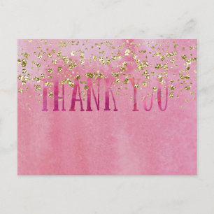 Roze en  Waterverf met Gouden Sparkle Briefkaart