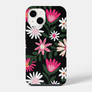 Roze en White Daisy Pattern iPhone 14 Hoesje