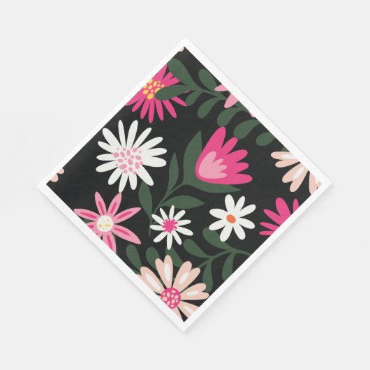 Roze en White Daisy Pattern Servet (Hoek)