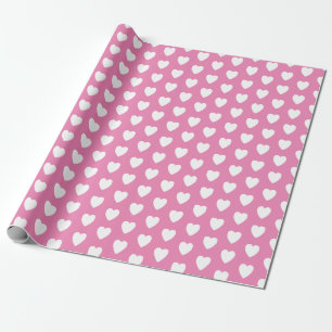 Roze en White Love Heart gepatterd Cadeaupapier