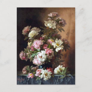 Roze en White Peony Fine Art Briefkaart
