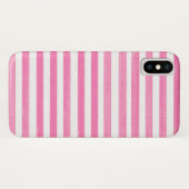 Roze en White Stripe iPhone X Hoesje (Achterkant (horizontaal))