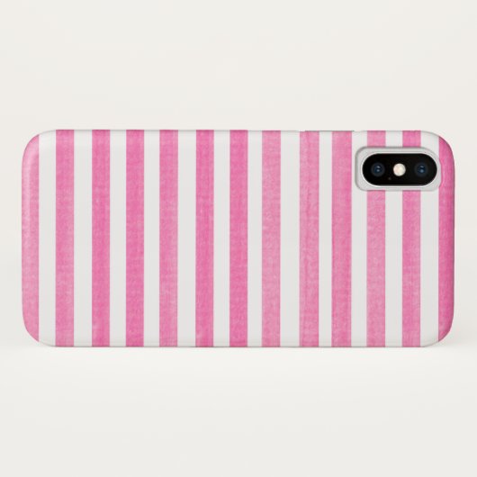 Roze en White Stripe iPhone X Hoesje (Achterkant (horizontaal))
