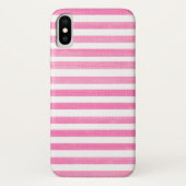 Roze en White Stripe iPhone X Hoesje (Achterkant)