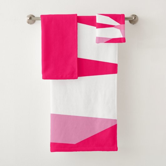Roze en wit Abstract Bad Handdoek (Insitu)