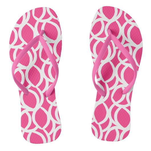 Roze en wit Abstract patroon Teenslippers (Voetbed)