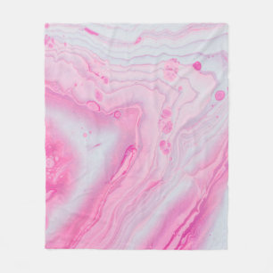 Roze en wit abstract schilderij fleece deken