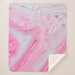 Roze en wit abstract schilderij sherpa deken