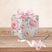 Roze en Wit Bloemen Wrapping Papier