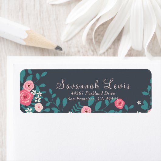 Roze en Wit BloemenBoeket Etiket (Insitu)