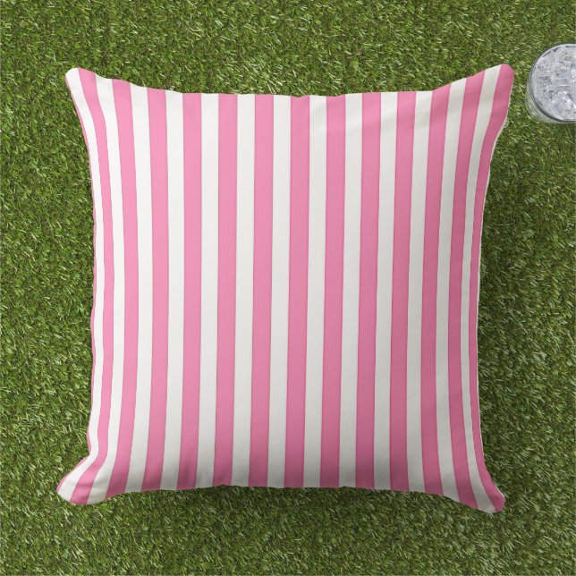 Roze en wit buitenkussen (Gras)