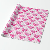 Roze en Wit Check Groovy One Cadeaupapier (Uitgerold)