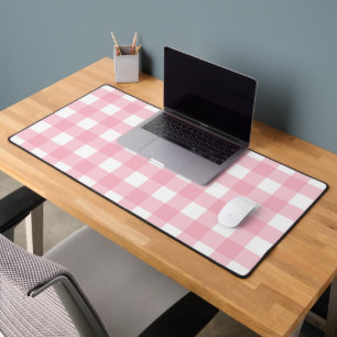 Roze en Wit Checkerboard Patroon Bureaumat