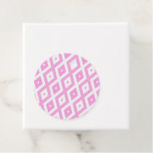 Roze en wit diamantpatroon bedankjes labels (In situ)