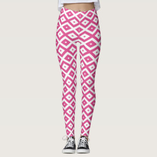 Roze en wit diamantpatroon leggings