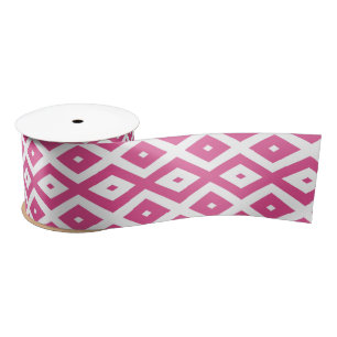 Roze en wit diamantpatroon lint