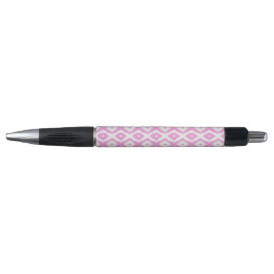 Roze en wit diamantpatroon pen