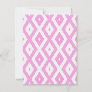 Roze en wit diamantpatroon RSVP kaartje