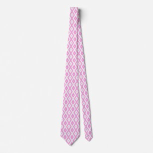Roze en wit diamantpatroon stropdas