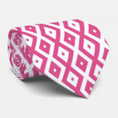 Roze en wit diamantpatroon stropdas (Opgerold)