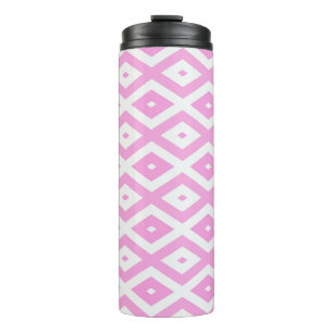 Roze en wit diamantpatroon thermosbeker