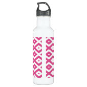 Roze en wit diamantpatroon waterfles  (Achterkant)