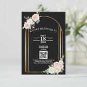 Roze en wit Dusky Roos Blooms Wedding RSVP Kaartje (Staand voorkant)
