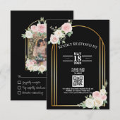 Roze en wit Dusky Roos Blooms Wedding RSVP Kaartje (Voorkant / Achterkant)