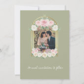 Roze en wit Dusky Roos Blooms Wedding Save The Date (Achterkant)