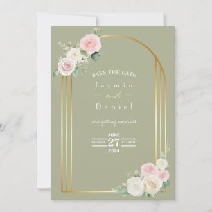 Roze en wit Dusky Roos Blooms Wedding Save The Date