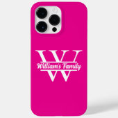 Roze en wit | Eenvoudig familienaam monogram Case-Mate iPhone Case (Achterkant)