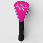 Roze en wit | Eenvoudig familienaam monogram Golfheadcover (Voorkant)